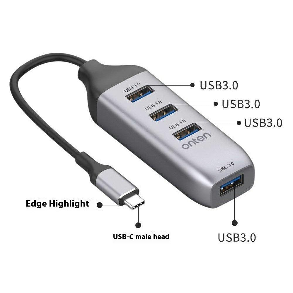 ONTEN 95118U USB-C Hub 4 in 1 Type-C to 4 x USB3.0 Splitter Adapter for Laptop Phone Tablet