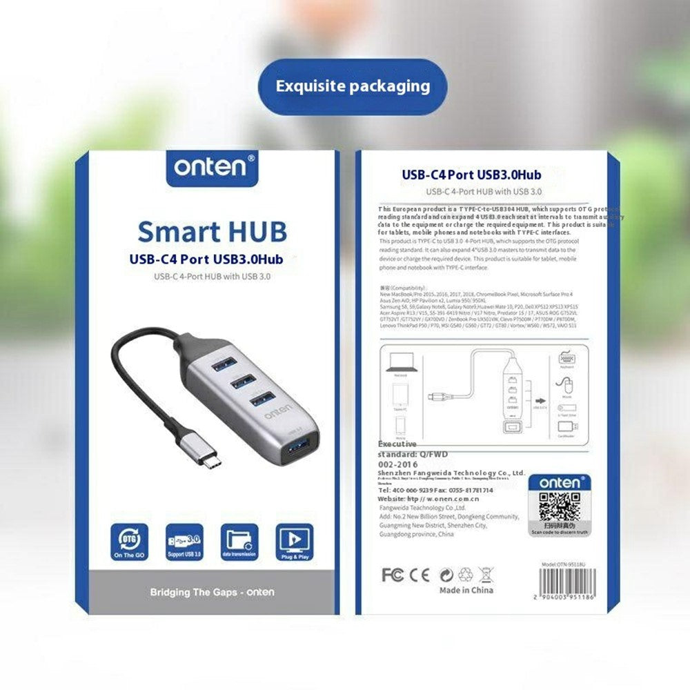 ONTEN 95118U USB-C Hub 4 in 1 Type-C to 4 x USB3.0 Splitter Adapter for Laptop Phone Tablet