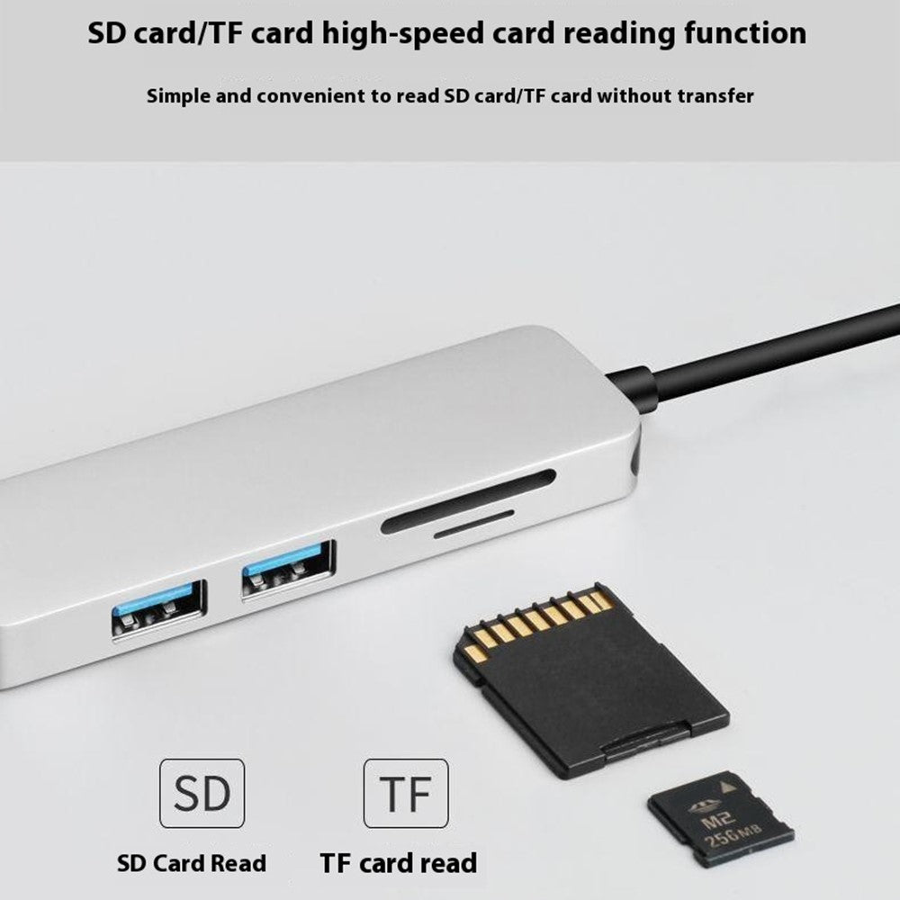 ONTEN OTN-9591 5 in 1 Multifunction USB-C Hub 4K HD 2xUSB 3.0 SD / TF Slots Aluminum Alloy Expansion Dock