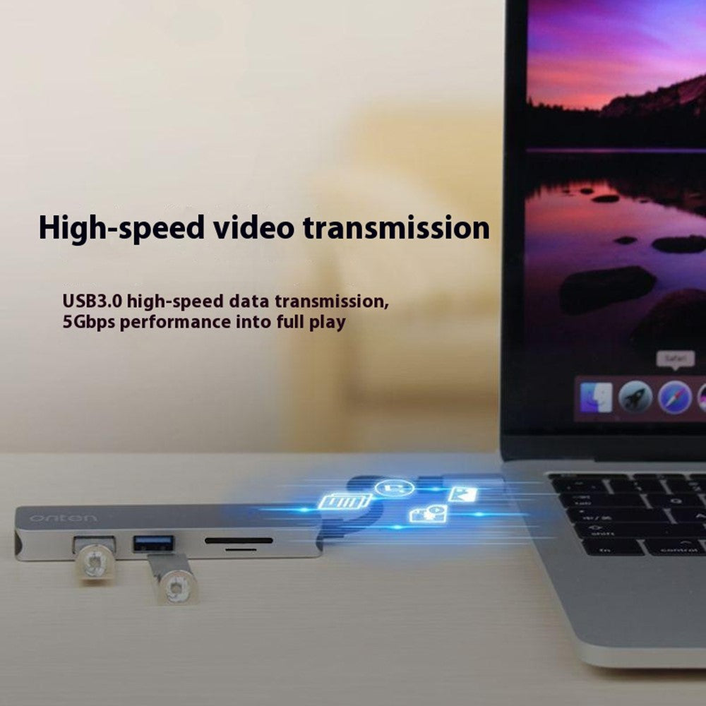 ONTEN OTN-9591 5 in 1 Multifunction USB-C Hub 4K HD 2xUSB 3.0 SD / TF Slots Aluminum Alloy Expansion Dock