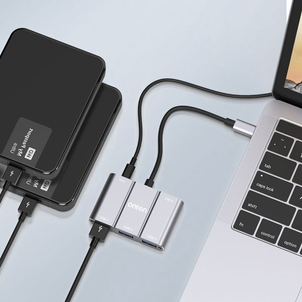 ONTEN 9506B High Speed 4 x USB 3.0 Hub 5Gbps Transfer Rate Aluminum Alloy Type-C Expansion Adapter
