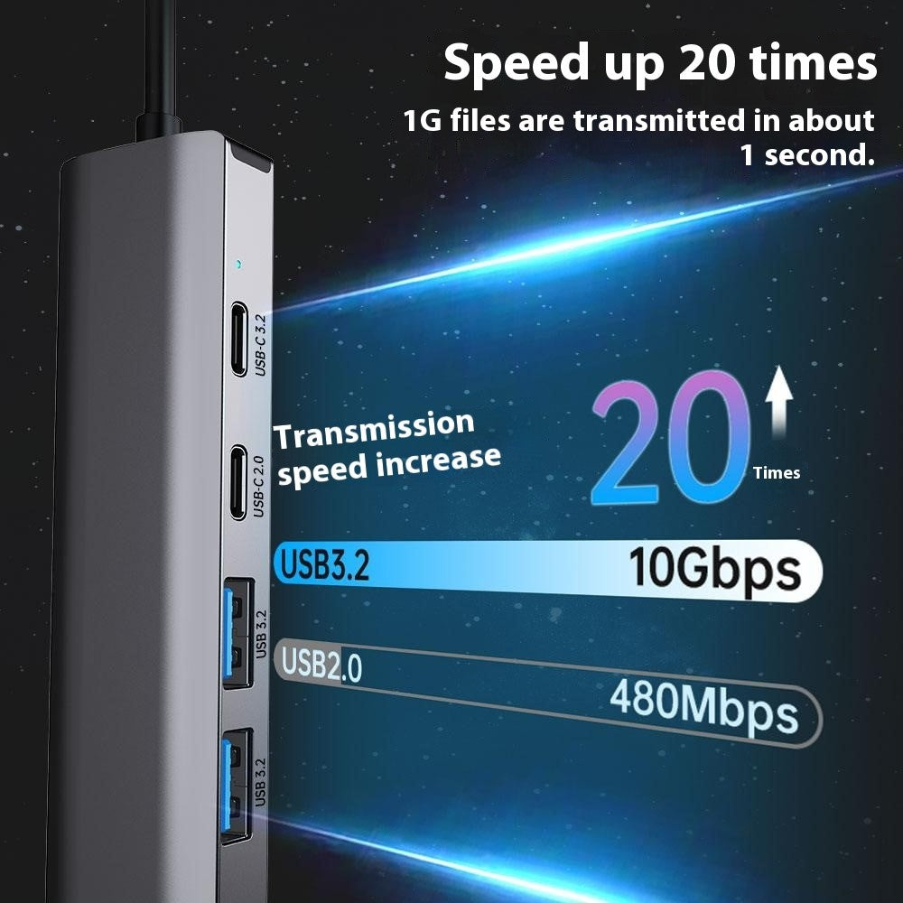 2503 USB / Type-C Hub Gigabit RJ45 2xUSB3.2 USB-C2.0 USB-C3.2 DC5V 6 in 1 Docking Station
