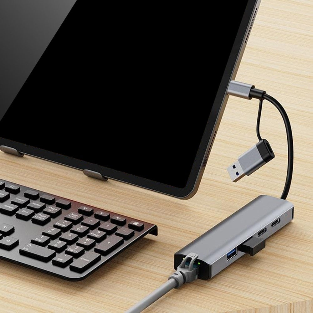 2503 USB / Type-C Hub Gigabit RJ45 2xUSB3.2 USB-C2.0 USB-C3.2 DC5V 6 in 1 Docking Station