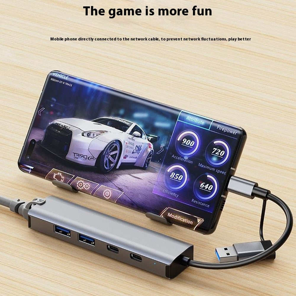 2503 USB / Type-C Hub Gigabit RJ45 2xUSB3.2 USB-C2.0 USB-C3.2 DC5V 6 in 1 Docking Station