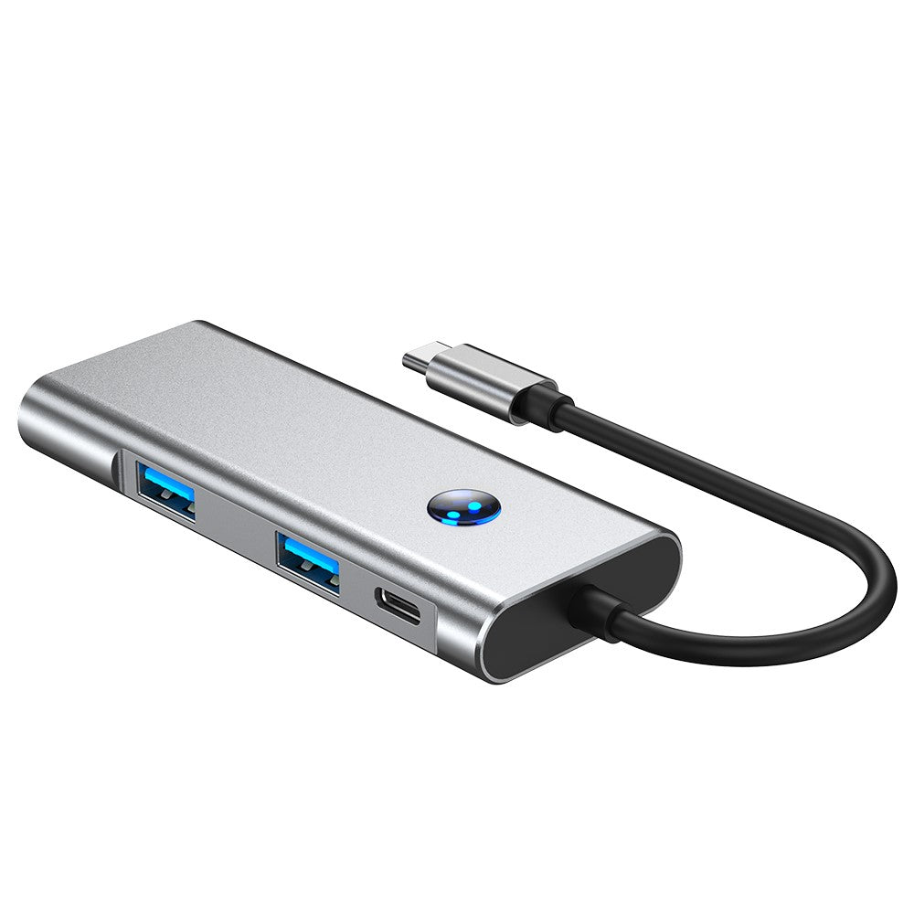 2426 USB Hub Type-C to 2 x USB3.2 + HD + PD 100W + 2 x USB-C3.2 One-Key Screen Off 6 in 1 Expansion Dock