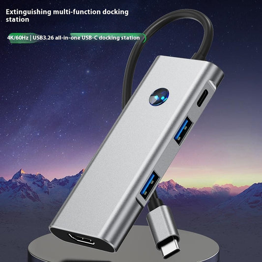 2426 USB Hub Type-C to 2 x USB3.2 + HD + PD 100W + 2 x USB-C3.2 One-Key Screen Off 6 in 1 Expansion Dock