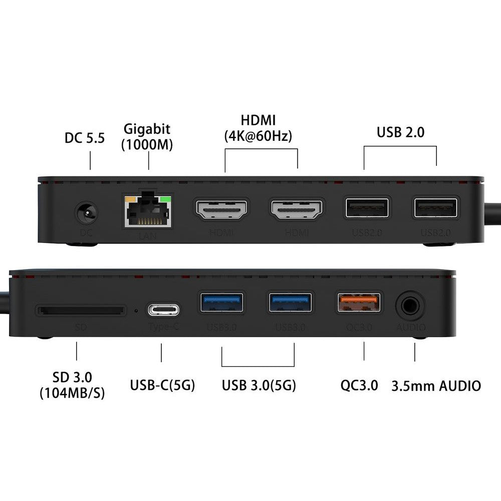 ONTEN SD13 Multifunction Docking Station for Microsoft Surface Pro / Go / Laptop HD Ethernet USB Expansion Hub