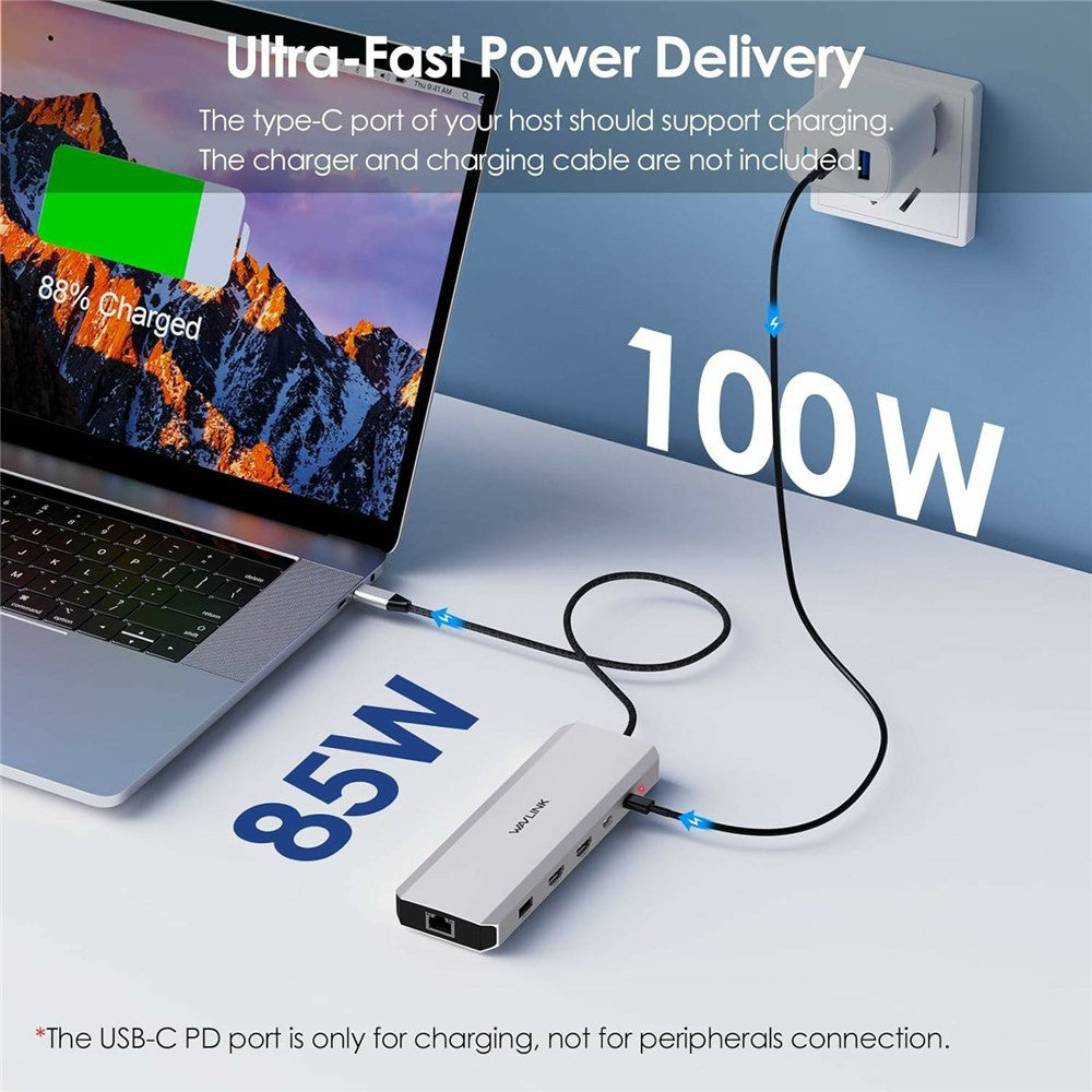 WAVLINK UMD309 10 in 1 USB-C Hub Dual HD 100W PD 10Gbps USB-A USB-C Docking Station