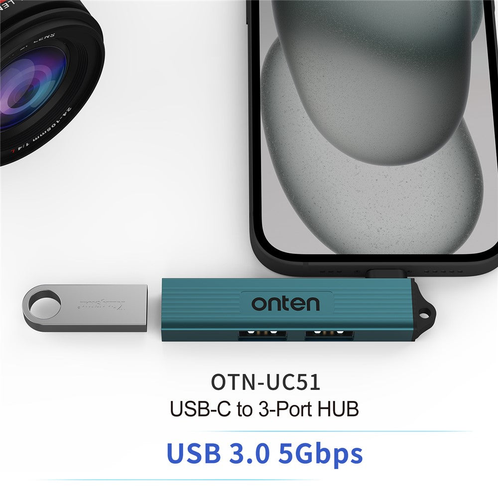 ONTEN OTN-UC51 USB-C Hub USB3.0 + 2xUSB2.0 Splitter Expansion Adapter for Laptop Tablet Smartphone