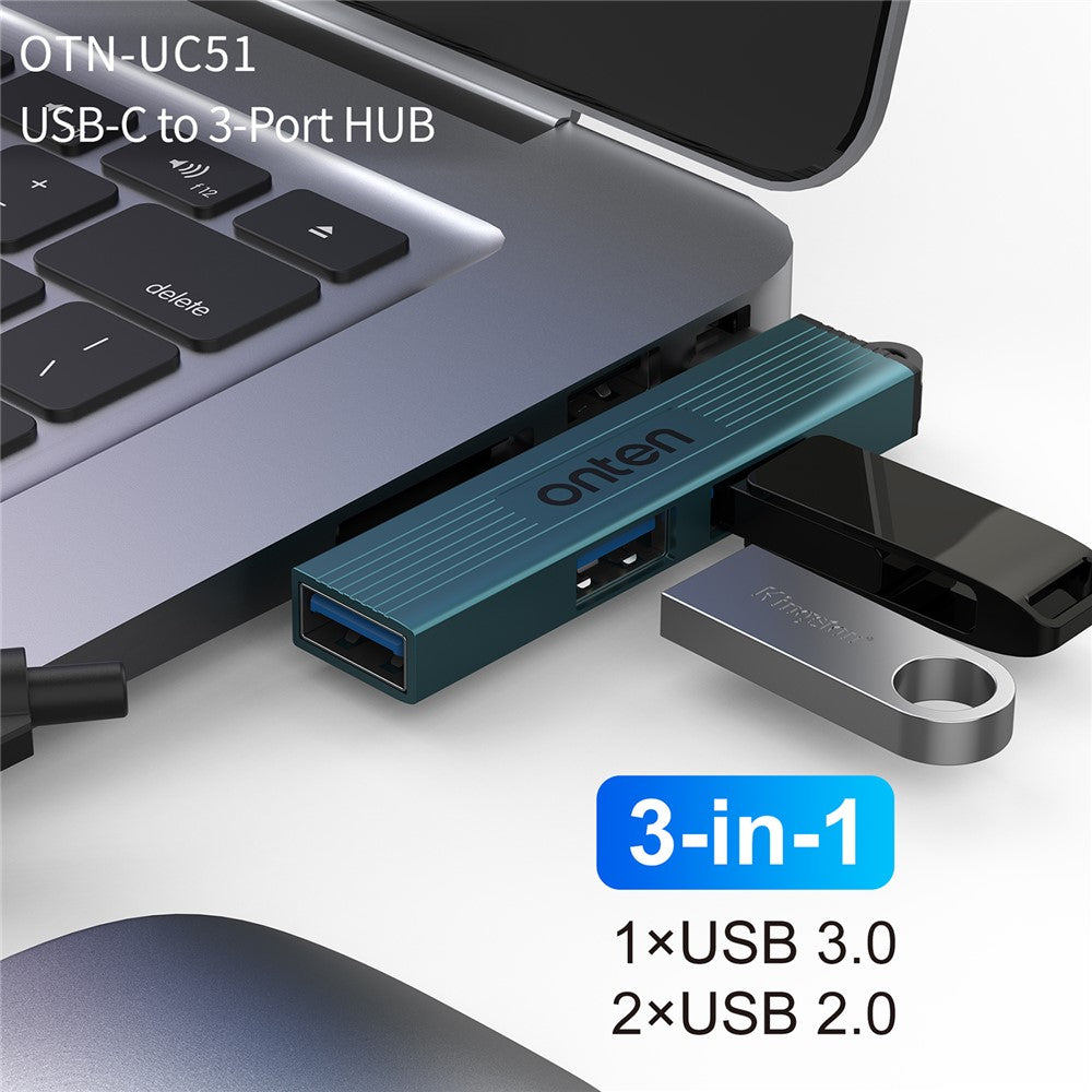 ONTEN OTN-UC51 USB-C Hub USB3.0 + 2xUSB2.0 Splitter Expansion Adapter for Laptop Tablet Smartphone
