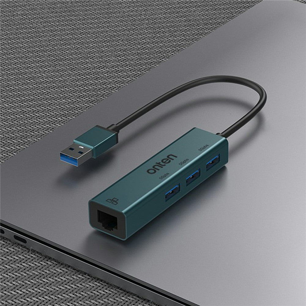 ONTEN 5221 4 in 1 USB Hub Ethernet Adapter 100Mbps Network Card 3xUSB 3.0 Expansion Dock