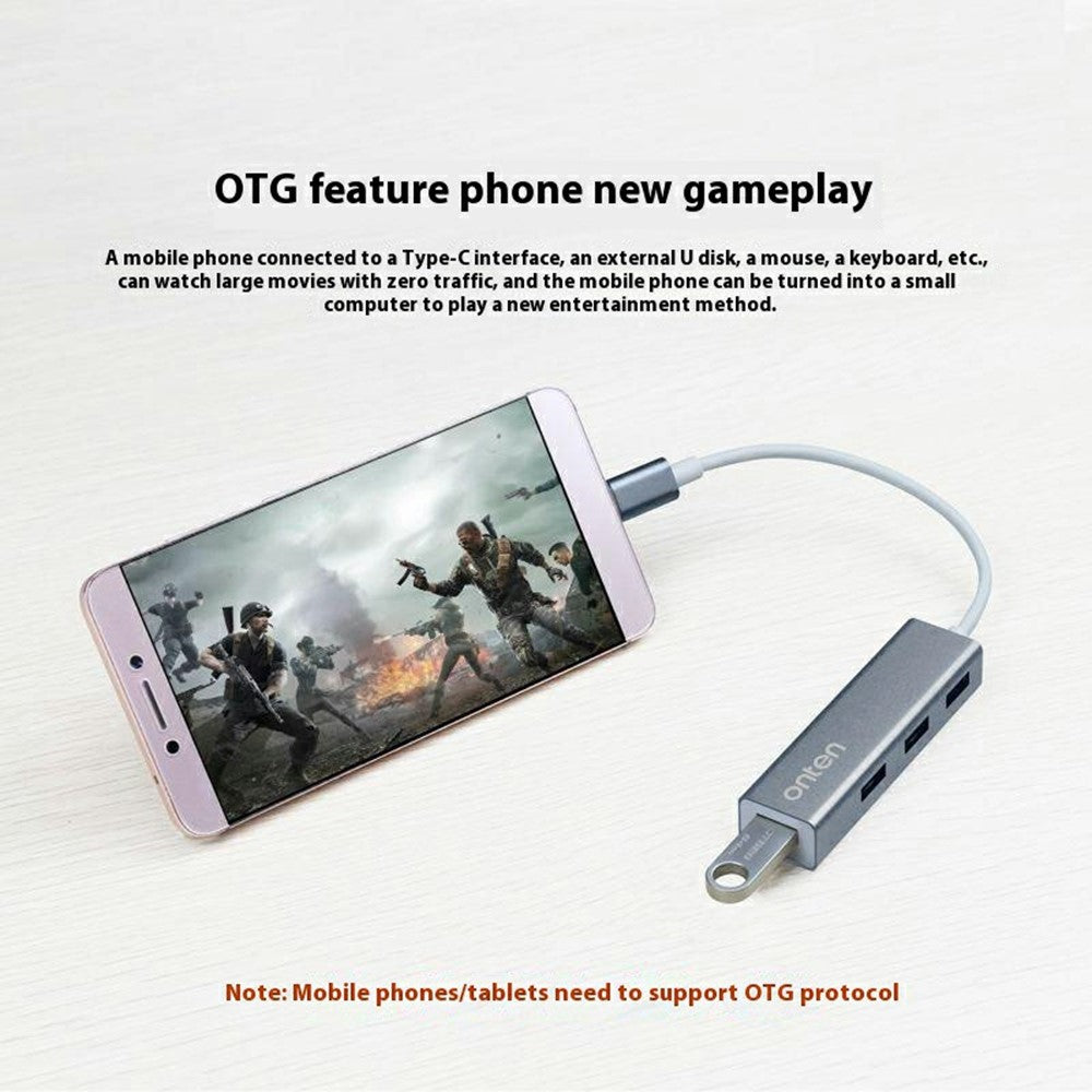 ONTEN 9596 4 Ports USB 3.0 Expansion Hub 5Gbps Data Transfer Type C to USB Splitter