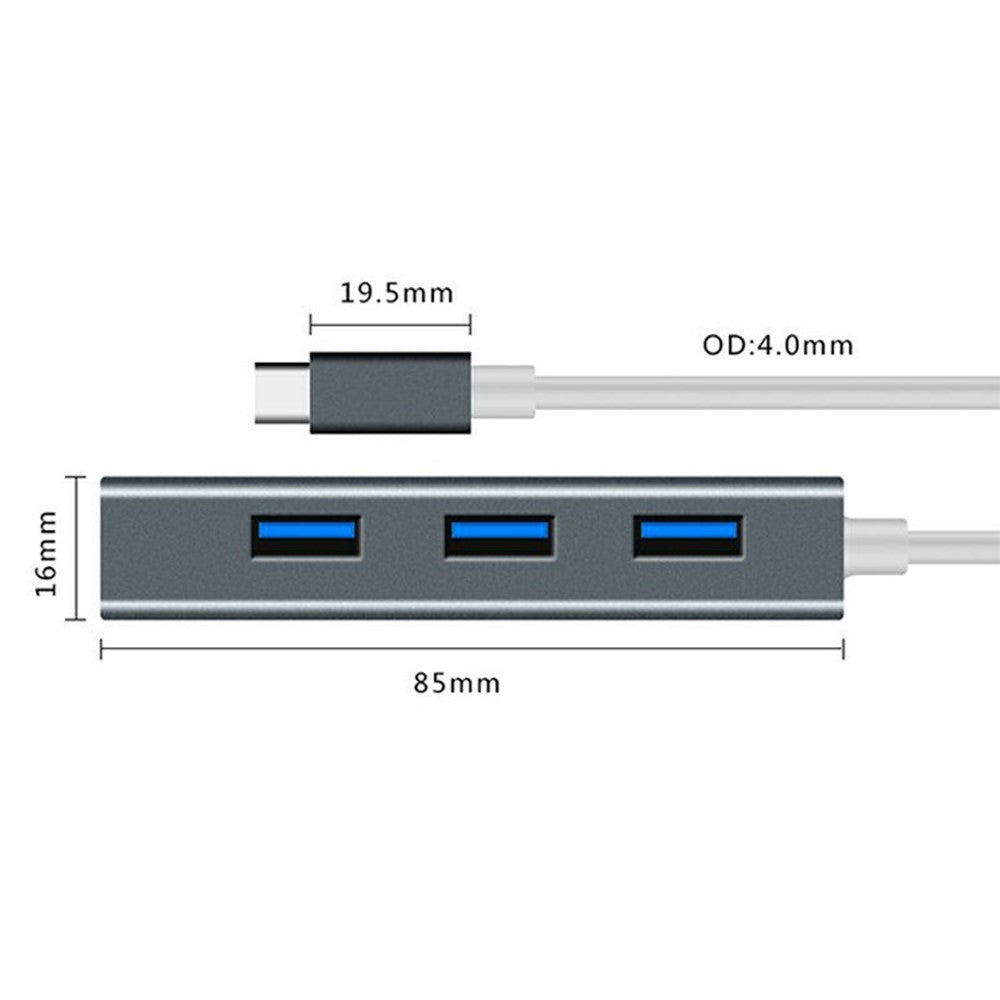 ONTEN 9596 4 Ports USB 3.0 Expansion Hub 5Gbps Data Transfer Type C to USB Splitter