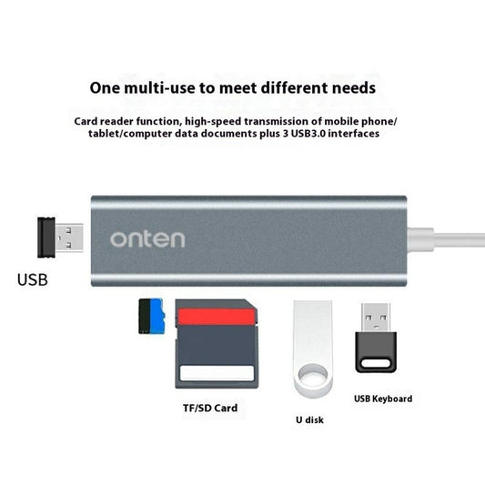 ONTEN 9597 Type C to USB 3.0 Hub 5 In 1 Aluminum Alloy Expansion Dock SD TF Card Reader