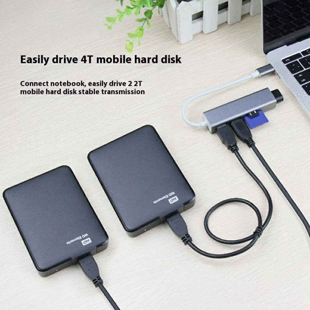 ONTEN 9597 Type C to USB 3.0 Hub 5 In 1 Aluminum Alloy Expansion Dock SD TF Card Reader