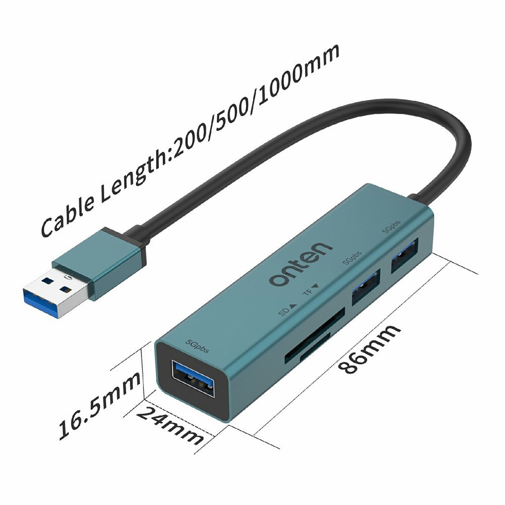 ONTEN 5223 5 in 1 USB 3.0 Hub Expansion Dock 3xUSB3.0 TF SD Card Reader Adapter