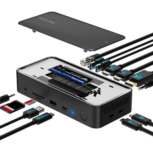 WAVLINK UMD23M 13 In 1 USB C Hub with 10Gbps M.2 Pcie / SATA SSD Enclosure Docking Station for Laptop Tablet