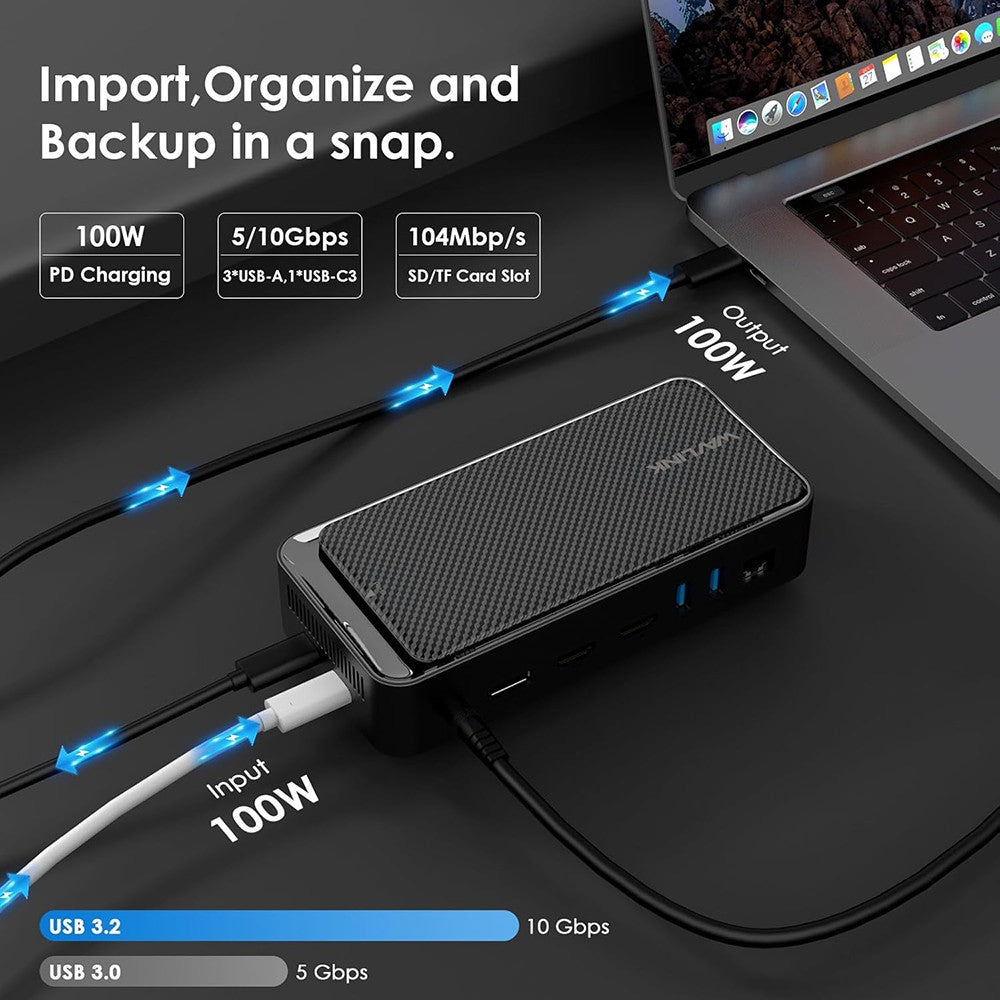 WAVLINK UMD23M 13 In 1 USB C Hub with 10Gbps M.2 Pcie / SATA SSD Enclosure Docking Station for Laptop Tablet
