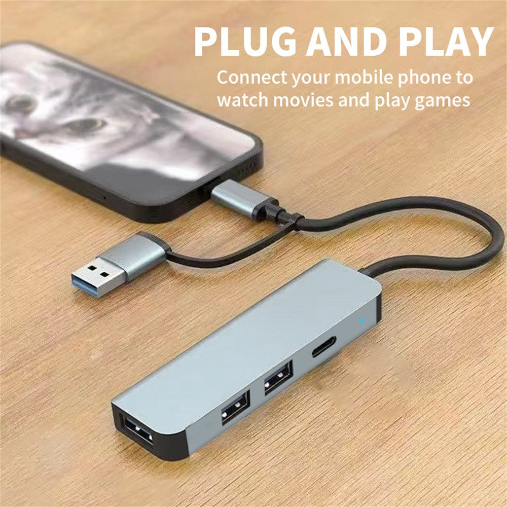 USB Type-C Dual Port Laptop PC Docking Station USB 3.0 Hub Multi-Port Splitter