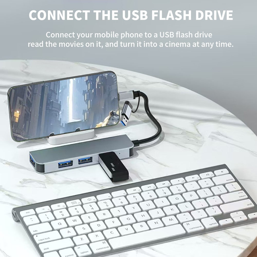 USB Type-C Dual Port Laptop PC Docking Station USB 3.0 Hub Multi-Port Splitter