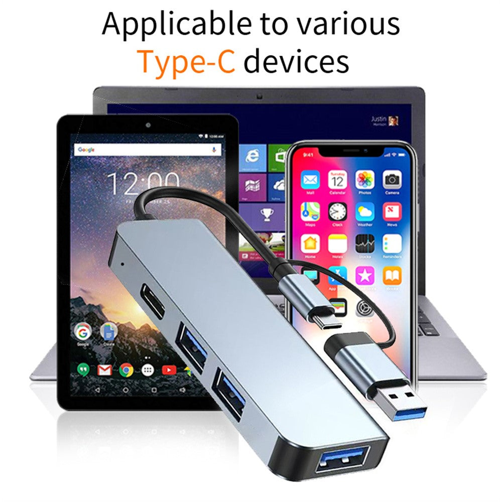 USB Type-C Dual Port Laptop PC Docking Station USB 3.0 Hub Multi-Port Splitter