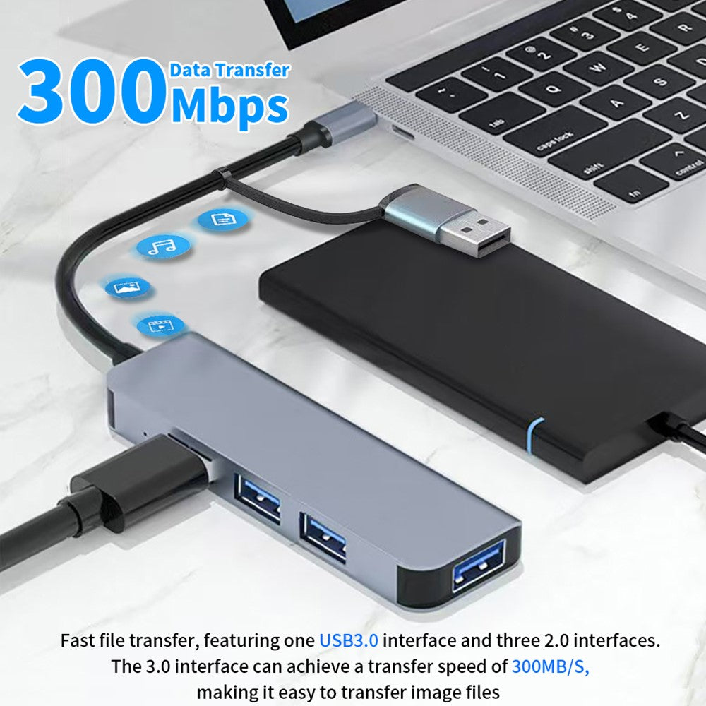 USB Type-C Dual Port Laptop PC Docking Station USB 3.0 Hub Multi-Port Splitter