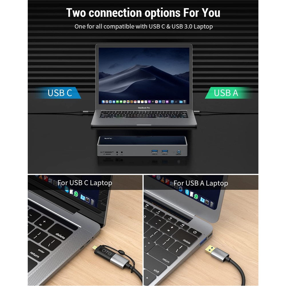 IVIIN IV-D6902 16 in 1 USB Docking Station with 5x USB 3.0 / HD / DP / Gigabit / SD and TF Card Reader, US Plug