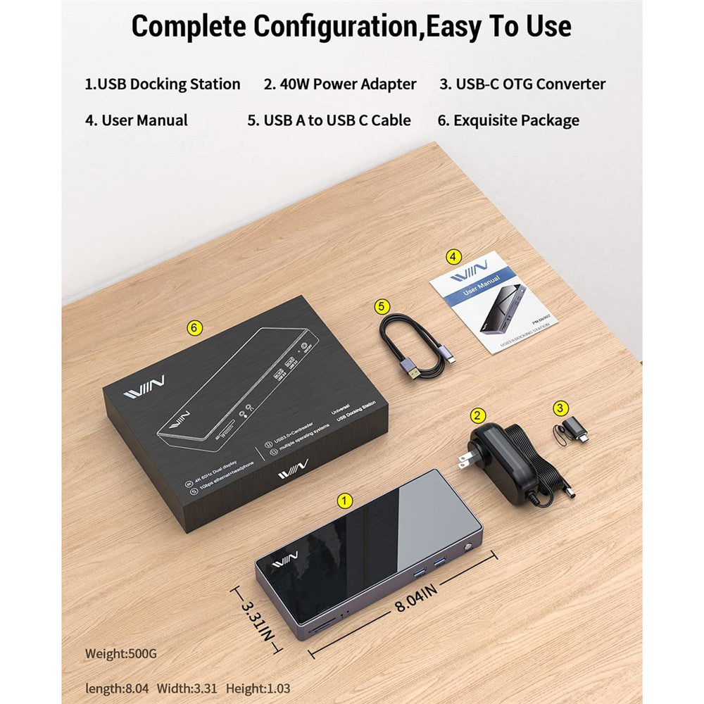 IVIIN IV-D6902 16 in 1 USB Docking Station with 5x USB 3.0 / HD / DP / Gigabit / SD and TF Card Reader, US Plug