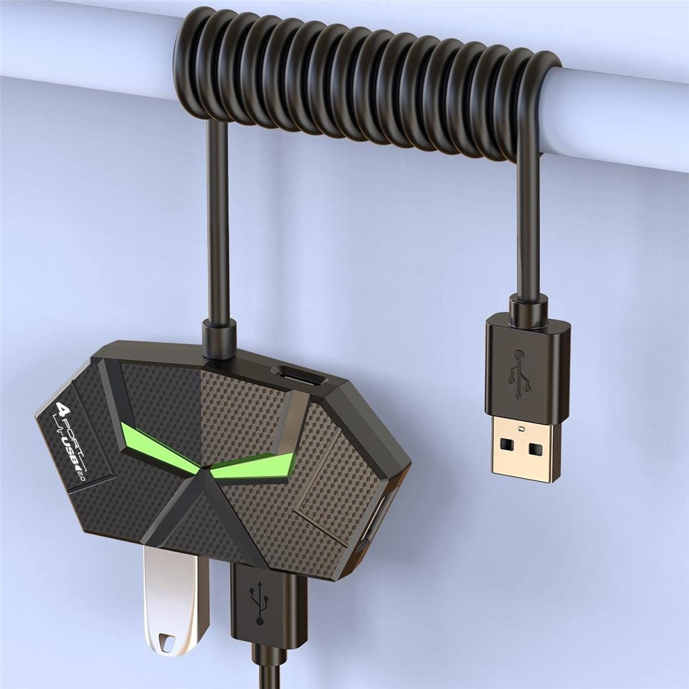 0.6m USB 2.0 Hub 7 Port Splitter Adapter with Power Delivery / RGB Ambient Light / Data Transfer for Laptop