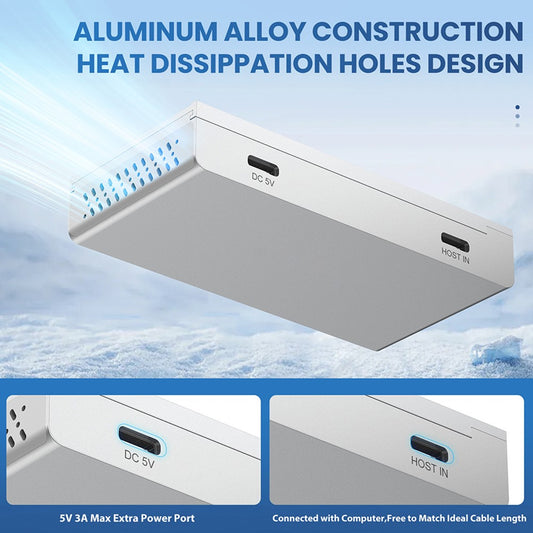HST-4A-U3 USB Hub 4 Ports USB 3.0 Aluminum Alloy Magnetic Rail Extension Dock