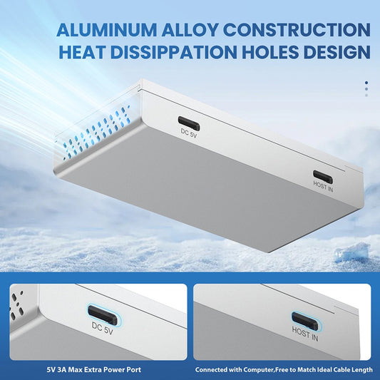 HST-2A1CTS USB Hub Magnetic Rail Expansion Dock 2 x USB3.0 + Type-C + SD TF Card Reader
