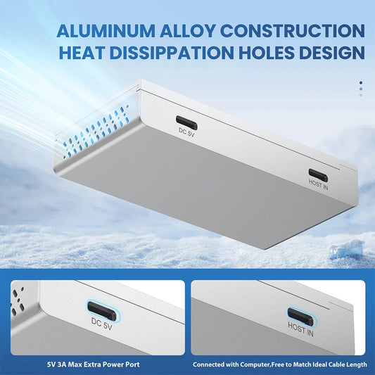 HST-2A2C USB Hub Magnetic Rail Expansion Dock 2 x USB3.2 + 2 x Type-C Splitter Adapter