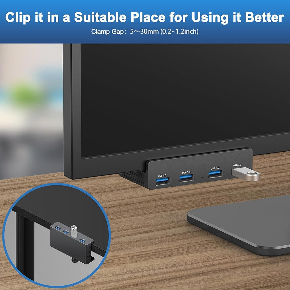 HCL-4A-Pro 4 Ports USB 3.0 Hub 5Gbps Data Transfer Driver Free Clip On External Dock Station