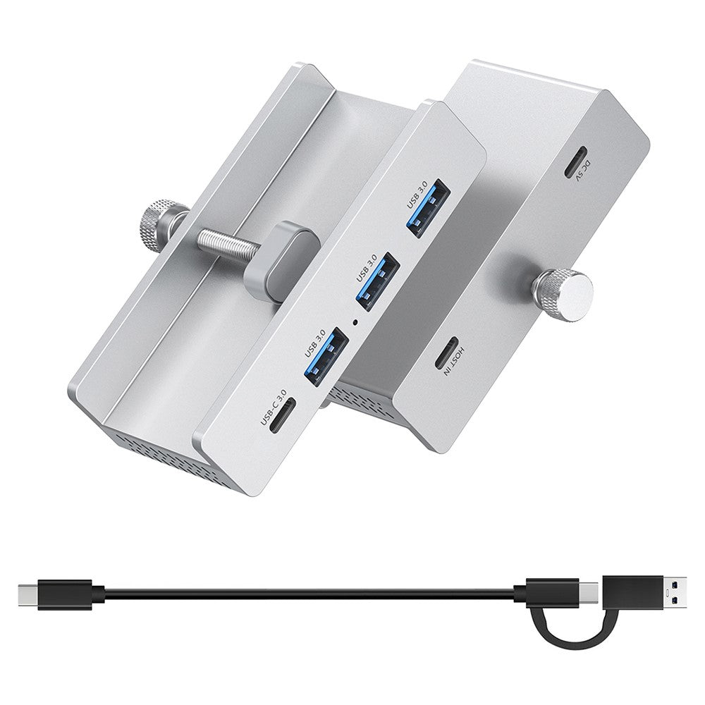 YW-HCL-3A1C-Pro 5Gbps Data Transfer 4 Ports Hub Type C 3.0 + 3 USB 3.0 Clip On External Dock Station