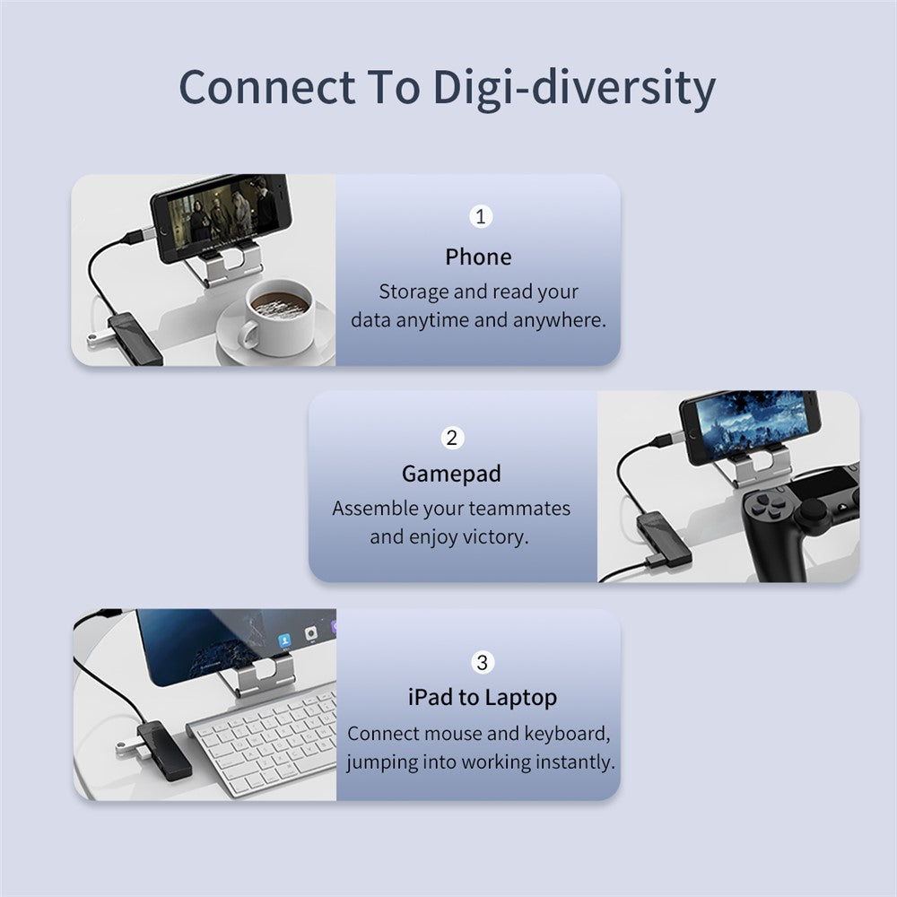 ORICO FL02 Multi-Port USB2.0 Hub Mini Portable Mini USB Adapter High-speed Sync Converter for Laptops