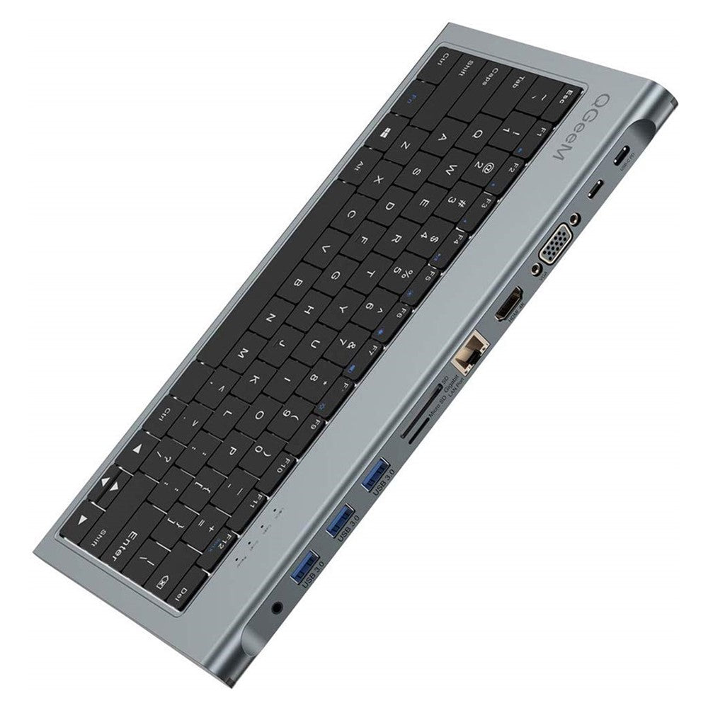 QGEEM QG-UH11-2 11-in-1 Type-C Docking Station with Keyboard USB-C Hub with 4K HD SD/TF/3.5mm Audio Ports Support PD Charging