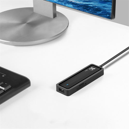 HU-002 Type C Hub Adapter 10Gbps High Speed Transmission Converter to 4xUSB 3.2 Ports and 2 Card Reader Slots Suitable for Computers Laptops