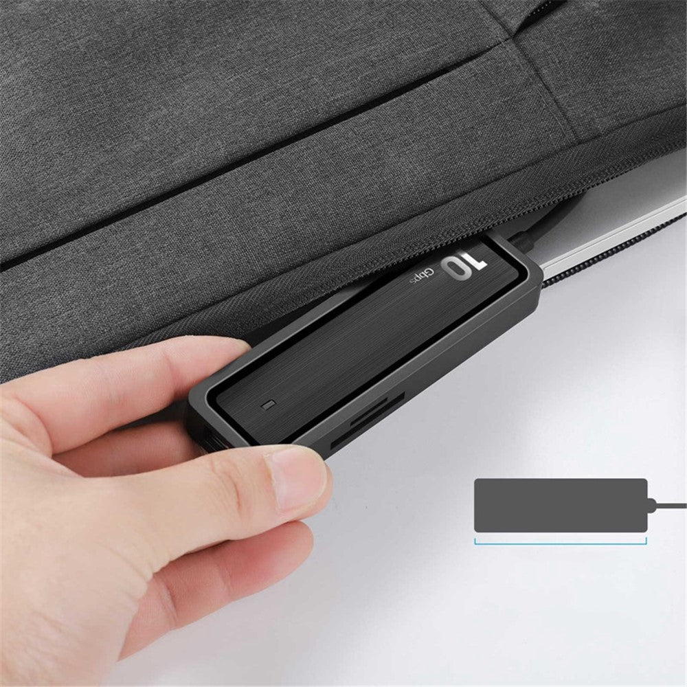 HU-002 Type C Hub Adapter 10Gbps High Speed Transmission Converter to 4xUSB 3.2 Ports and 2 Card Reader Slots Suitable for Computers Laptops