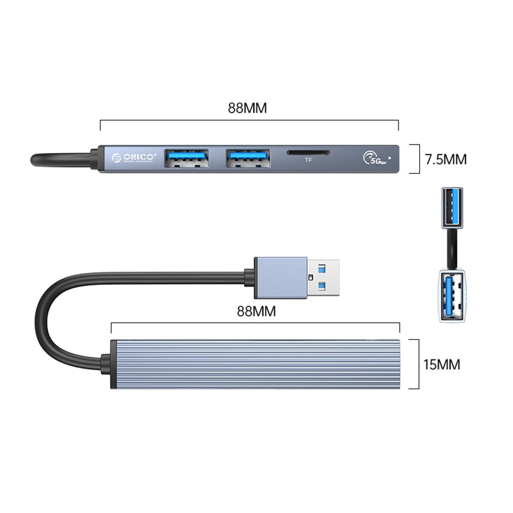 ORICO AH-A12F 4-Port USB3.0 HUB USB to USB3.0+USB2.0+TF Card Slot Adapter Converter Support Card Reader