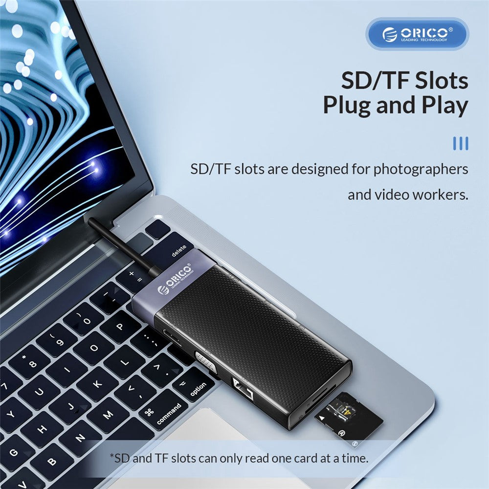 ORICO MDK-10P 10 in 1 Type C USB 3.0 HUB Dock Station to HD-compatible RJ45 PD SD Reader Charger Power Adapter for Laptop MacBook Pro Splitter