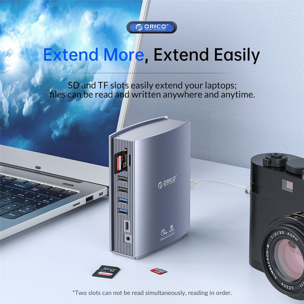 ORICO CDH-15N 15-in-1 Type-C Docking Station Multifunctional Aluminum Alloy USB-C Hub with HD / RJ45 / Audio / PD 100W Output Interfaces