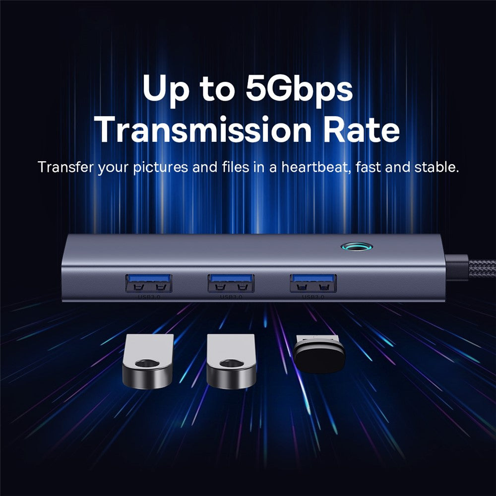 BASEUS BS-OH109 4-In-1 Type-C Extension Docking Hub with HD 4K Video Output, 3xUSB 3.0, RJ45 Ethernet Port
