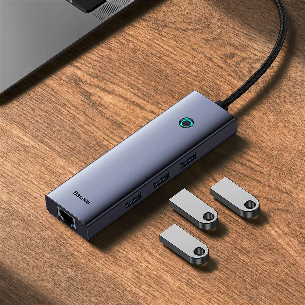 BASEUS BS-OH109 4-In-1 Type-C Extension Docking Hub with HD 4K Video Output, 3xUSB 3.0, RJ45 Ethernet Port