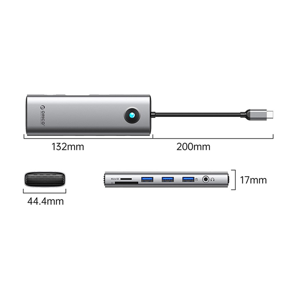 ORICO PW11-10P 10 in 1 Docking Station HD+VGA+SD / TF+3.5mm Audio PD 100W Charging Multifunctional Type-C Hub