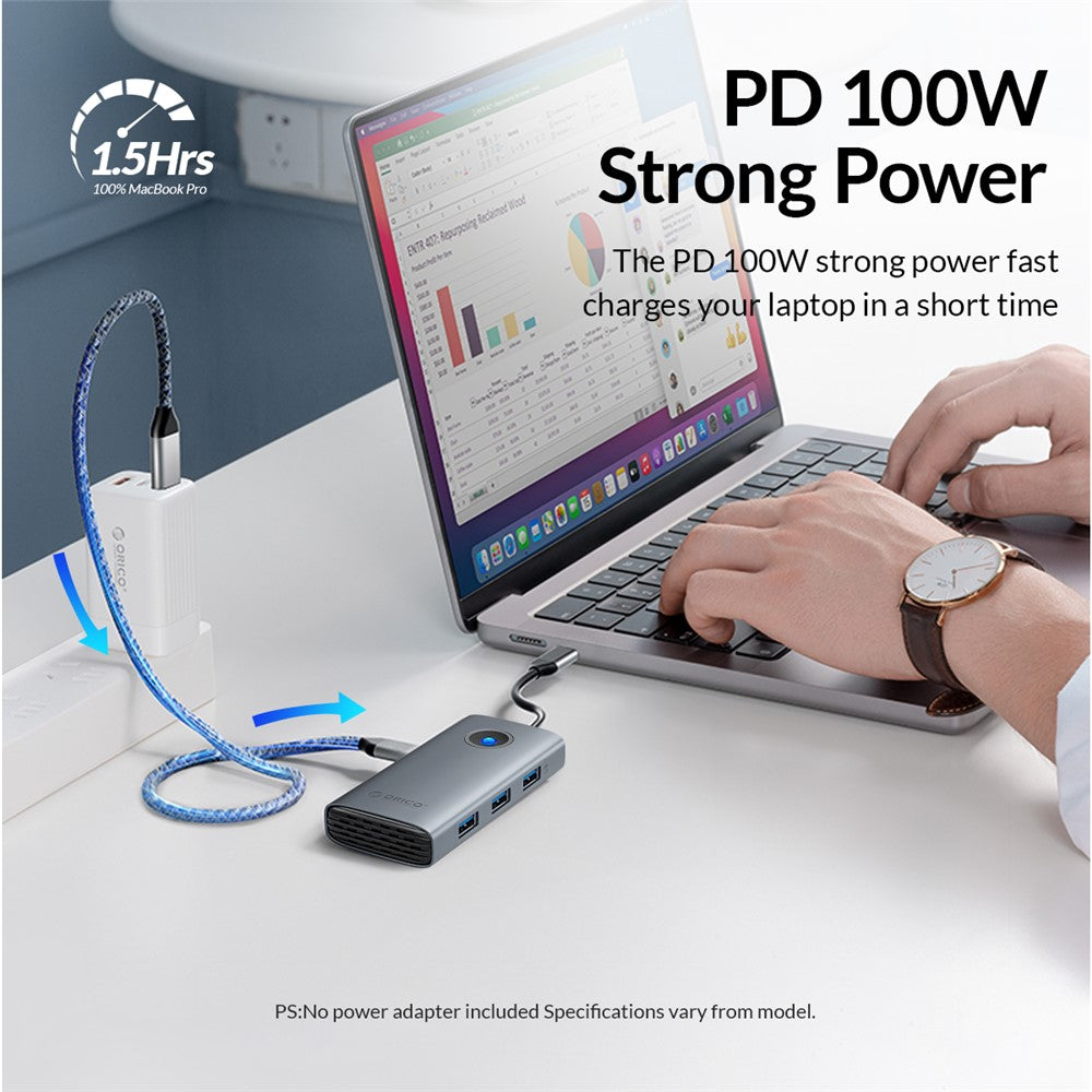 ORICO PW11-6P Portable 6 in 1 Docking Station 4K Video PD 100W Charging Multifunctional Type-C Hub