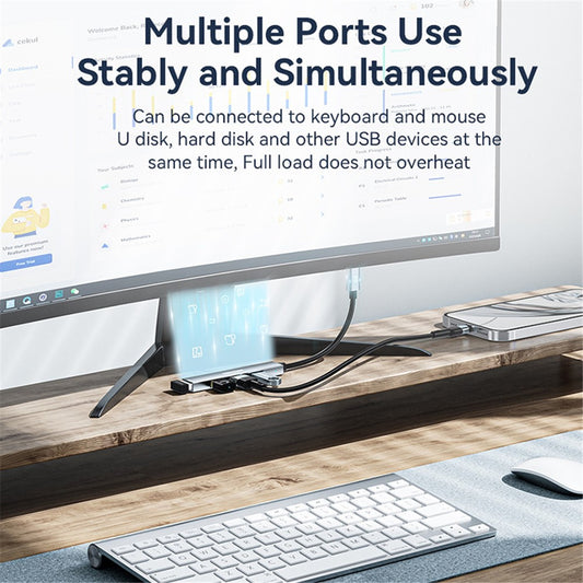 ESSAGER 4-in-1 USB Hub 4 USB2.0 Ports Splitter Tablet Laptop Aluminum Alloy Adapter