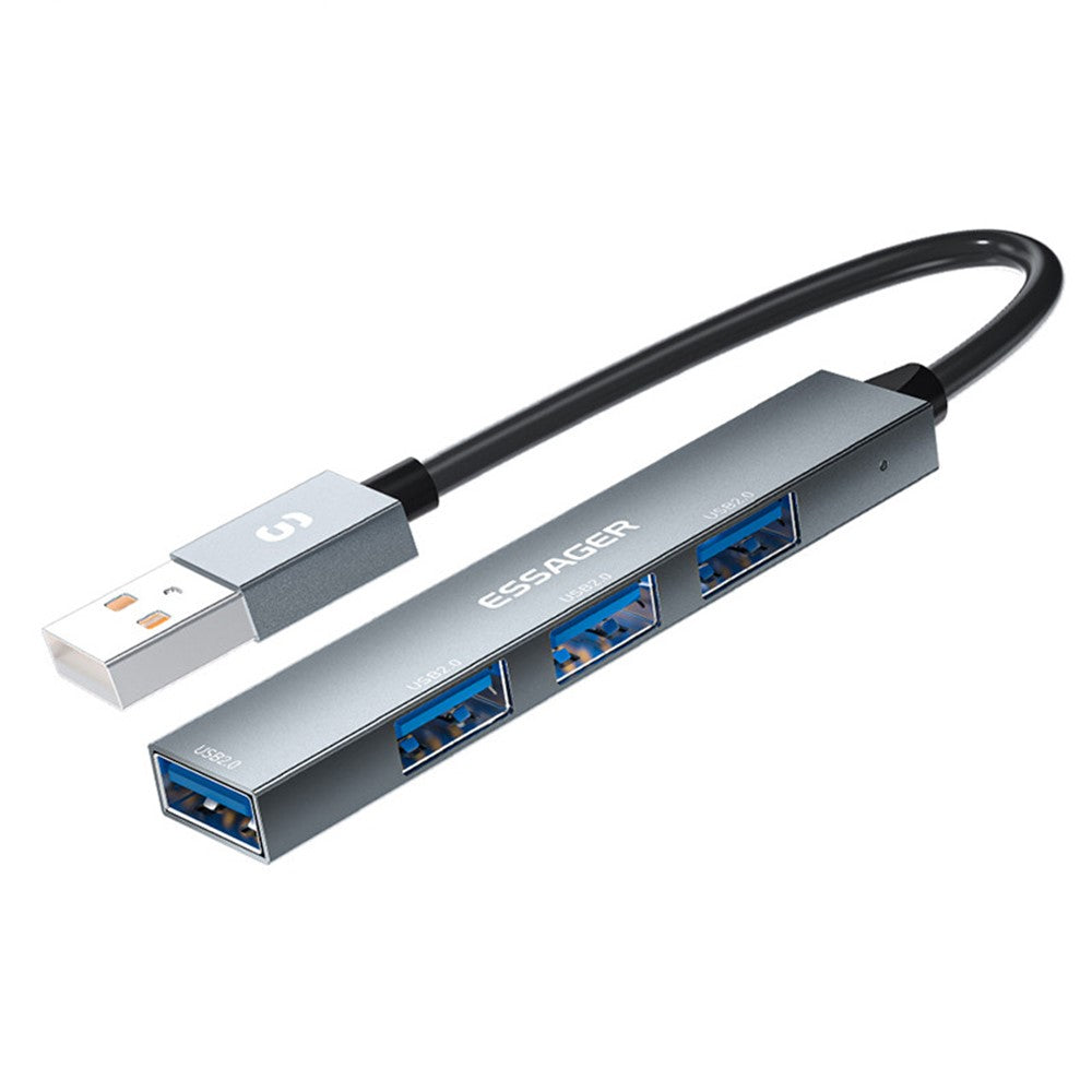 ESSAGER 4-in-1 USB Hub 4 USB2.0 Ports Splitter Tablet Laptop Aluminum Alloy Adapter