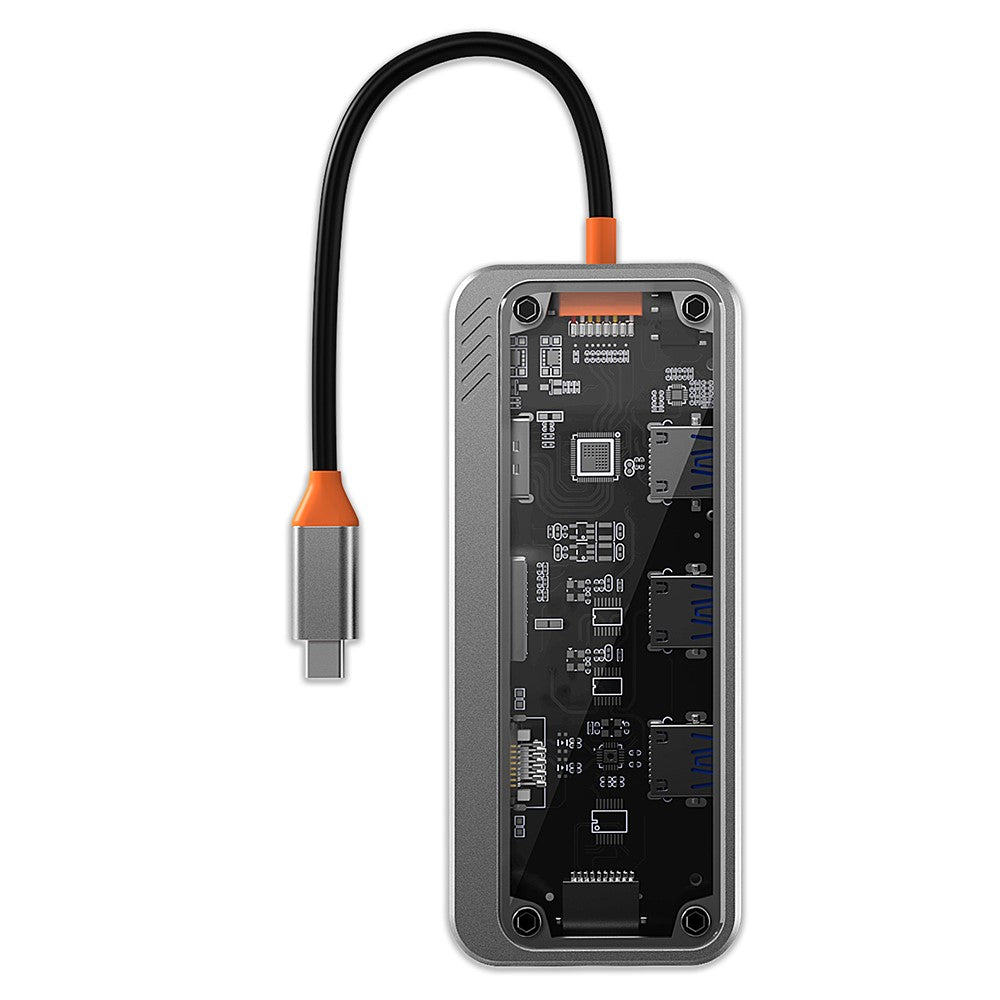 SW10V-Pro 10-in-1 Docking Station Dongle Type-C to PD+HD+USB3.0x3+SD+TFRJ45+VGA+3.5mm Audio Hub