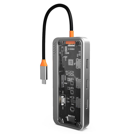 SW10V-Pro 10-in-1 Docking Station Dongle Type-C to PD+HD+USB3.0x3+SD+TFRJ45+VGA+3.5mm Audio Hub