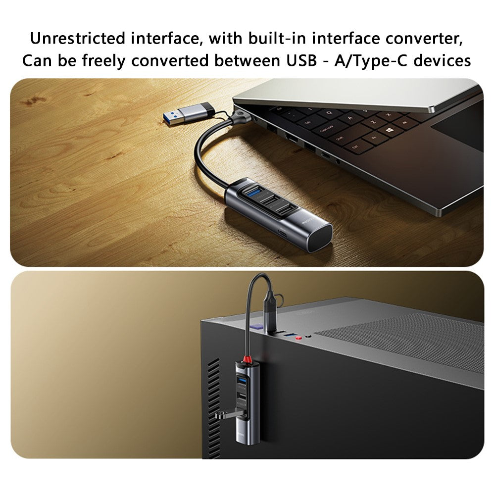 YESIDO HB19 USB + Type C Hub Adapter Converter to USB 3.0 + 2xUSB 2.0 + PD 2.0 USB-C